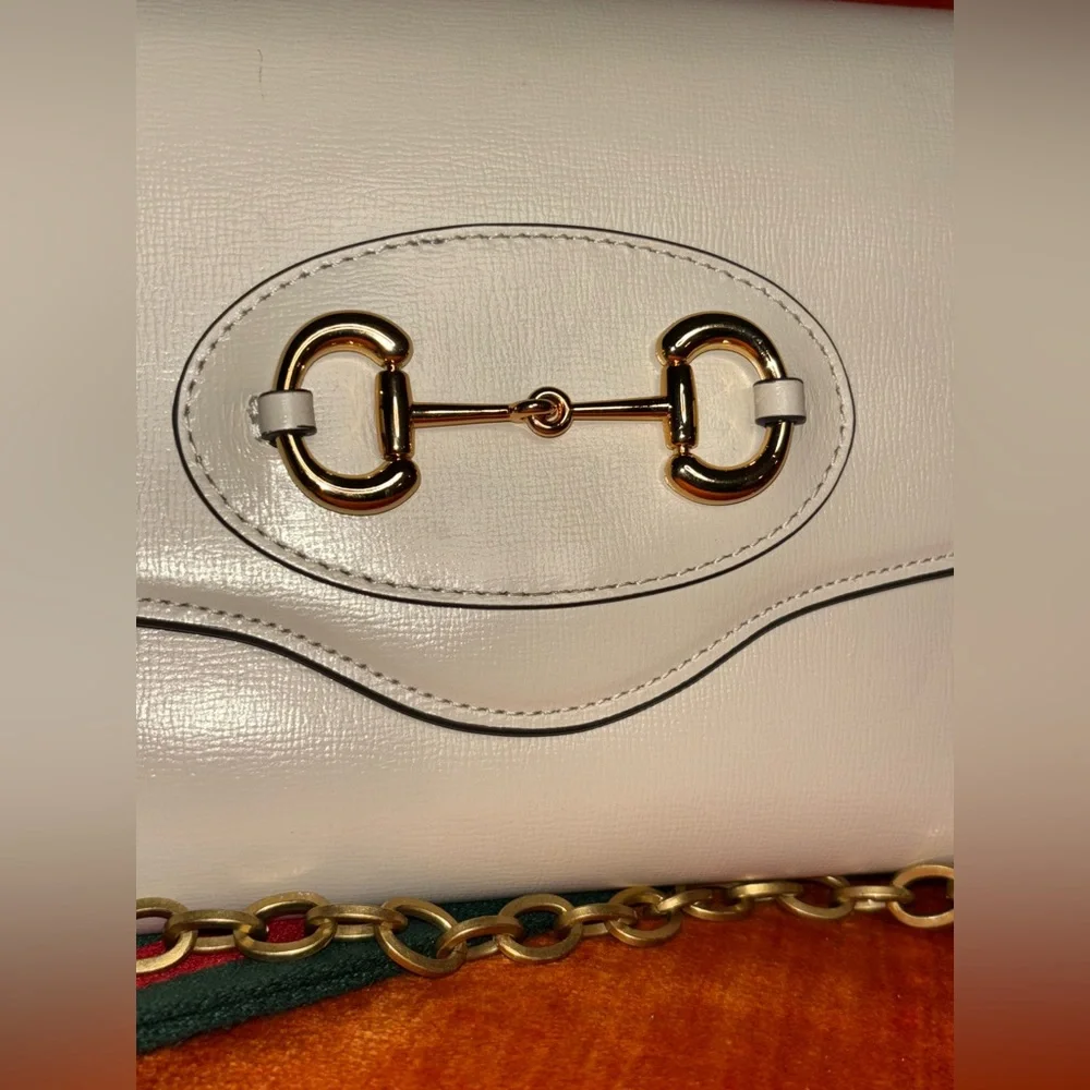 Gucci Horsebit 1955 Crossbody Mini White Leather - Picture 9 of 12